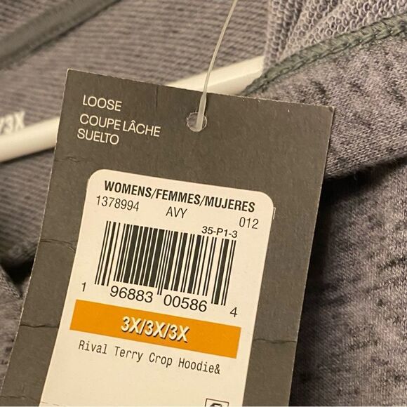 UA Under Armour Rival Terry Crop loose Hoodie plus size mid weight gray 3XL - Picture 11 of 11